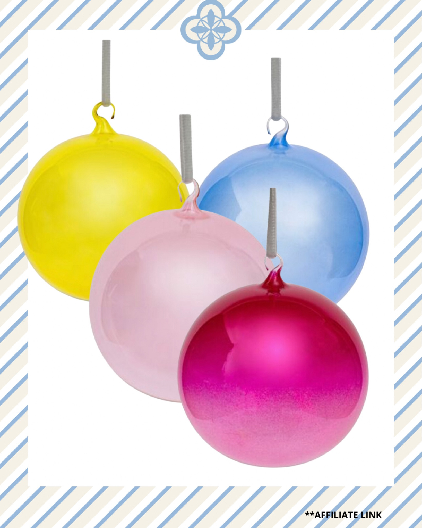 These beautiful hand blown glass ornaments were made in the Czech Republic and look almost identical to another much more pricey brand.  These come in sets of three and are currently on sale.

Blown glass ornament, bubblegum glass ornament, glass ball ornament, glass ball on magnolia wreath, faux magnolia garland, faux magnolia wreath, holiday wreath, faux garland, pre lit Christmas tree

#LTKSeasonal #LTKHoliday #LTKhome