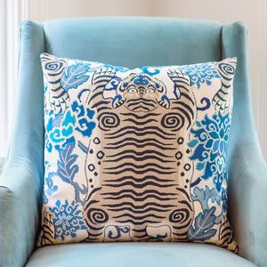 Blue & White Tiger Pillow Cover | Urban Garden Prints