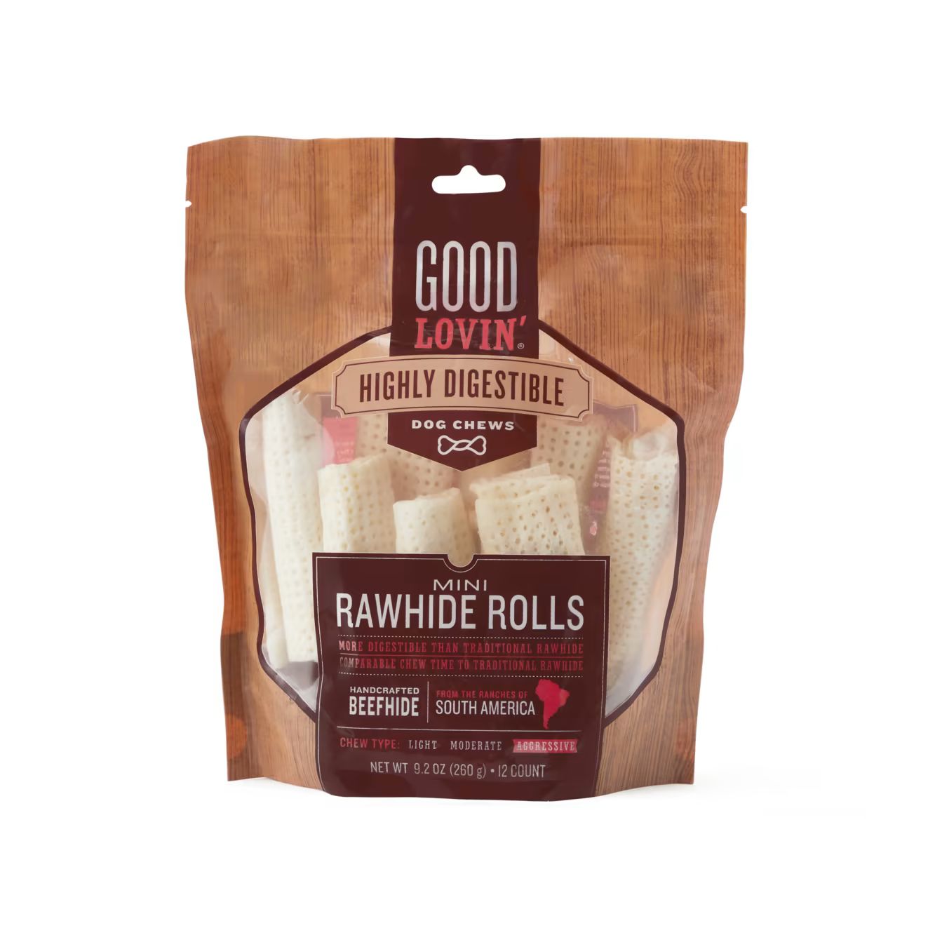 Good Lovin' Highly Digestible Mini Rawhide Rolls for Dogs, 9.2 oz., Count of 12 | Petco