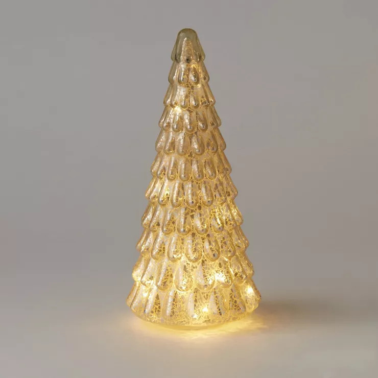 12" Battery Operated Mercury Glass Tree Decorative Figurine Silver - Wondershop™ | Target