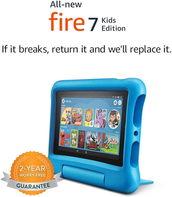 Fire 7 Kids Edition Tablet, 7" Display, 16 GB, Blue Kid-Proof Case | Amazon (US)
