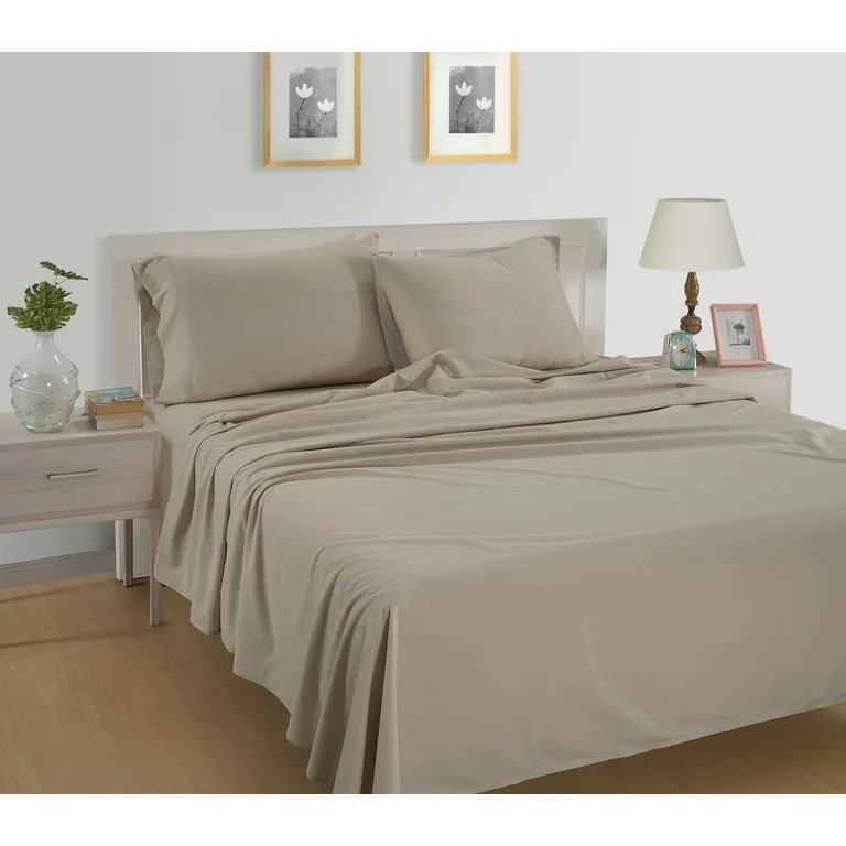 Casa Platino 100% Long Staple Cotton 4 Piece Pure Percale King Size Bed Sheets Set, Fits Mattress... | Walmart (US)