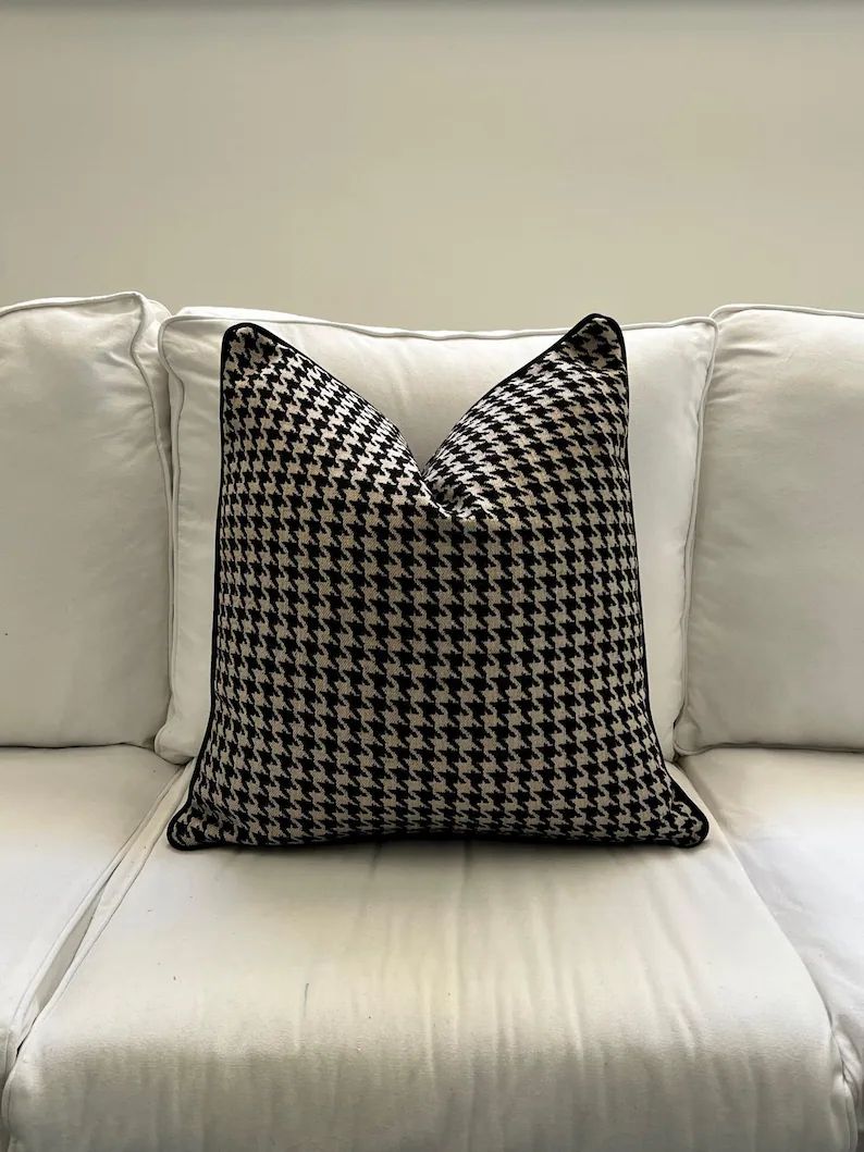 Houndstooth Cushion Cover Acrylic Polyester Material Cushion - Etsy | Etsy (US)