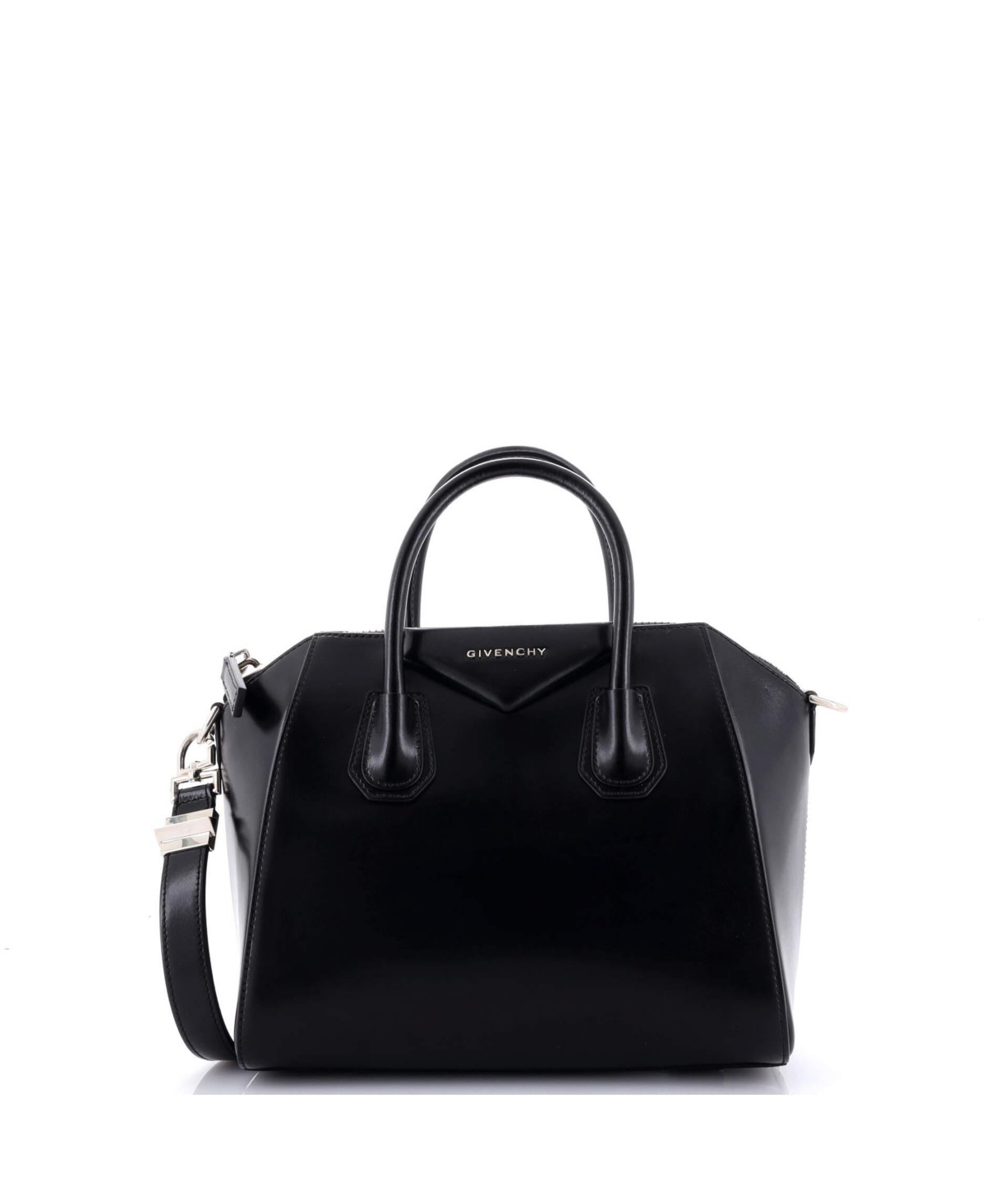 Pre-Owned Givenchy Small Antigona Bag Glazed Leather - Black | Macy's