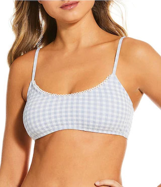 Gianni Bini Textured Gingham Loop Trim Bralette Swim Top | Dillard's | Dillard's