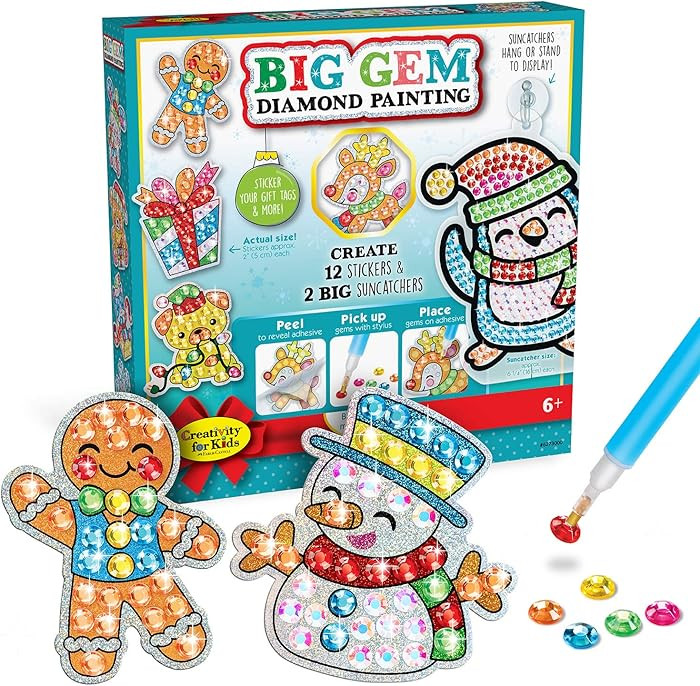 Creativity for Kids Big Gem Diamond Painting Kit, Holiday Stickers and Suncatchers, Diamond Paint... | Amazon (US)
