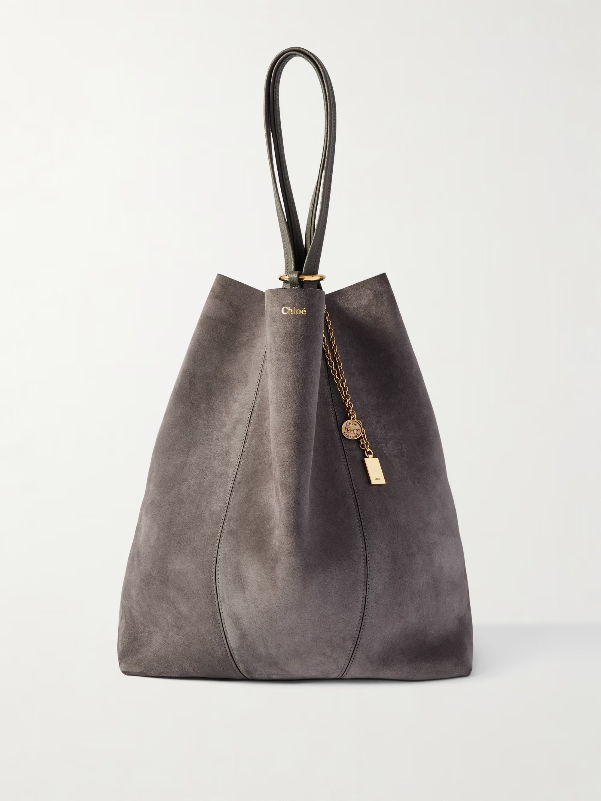 Spin embellished leather-trimmed suede tote | NET-A-PORTER (US)