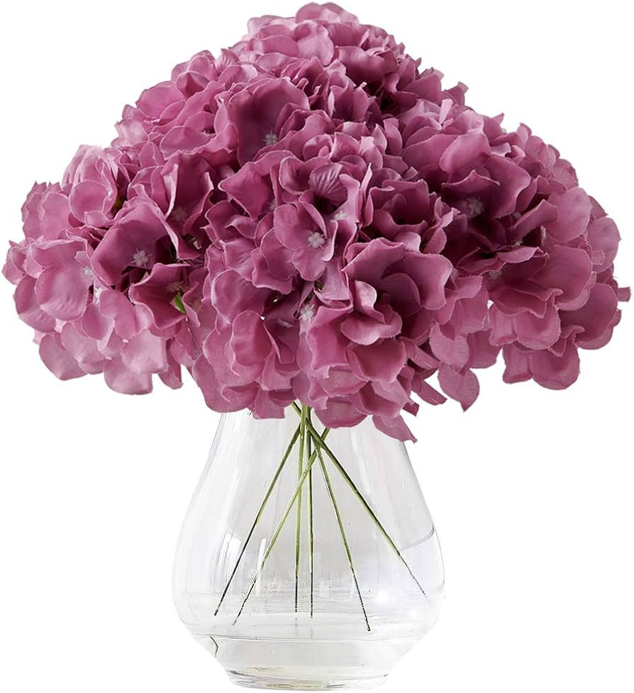 KISLOHUM Hydrangea Silk Hydrangea Artificial Hydrangea Flower Mauve Flowers with Long Stems Hydra... | Amazon (US)