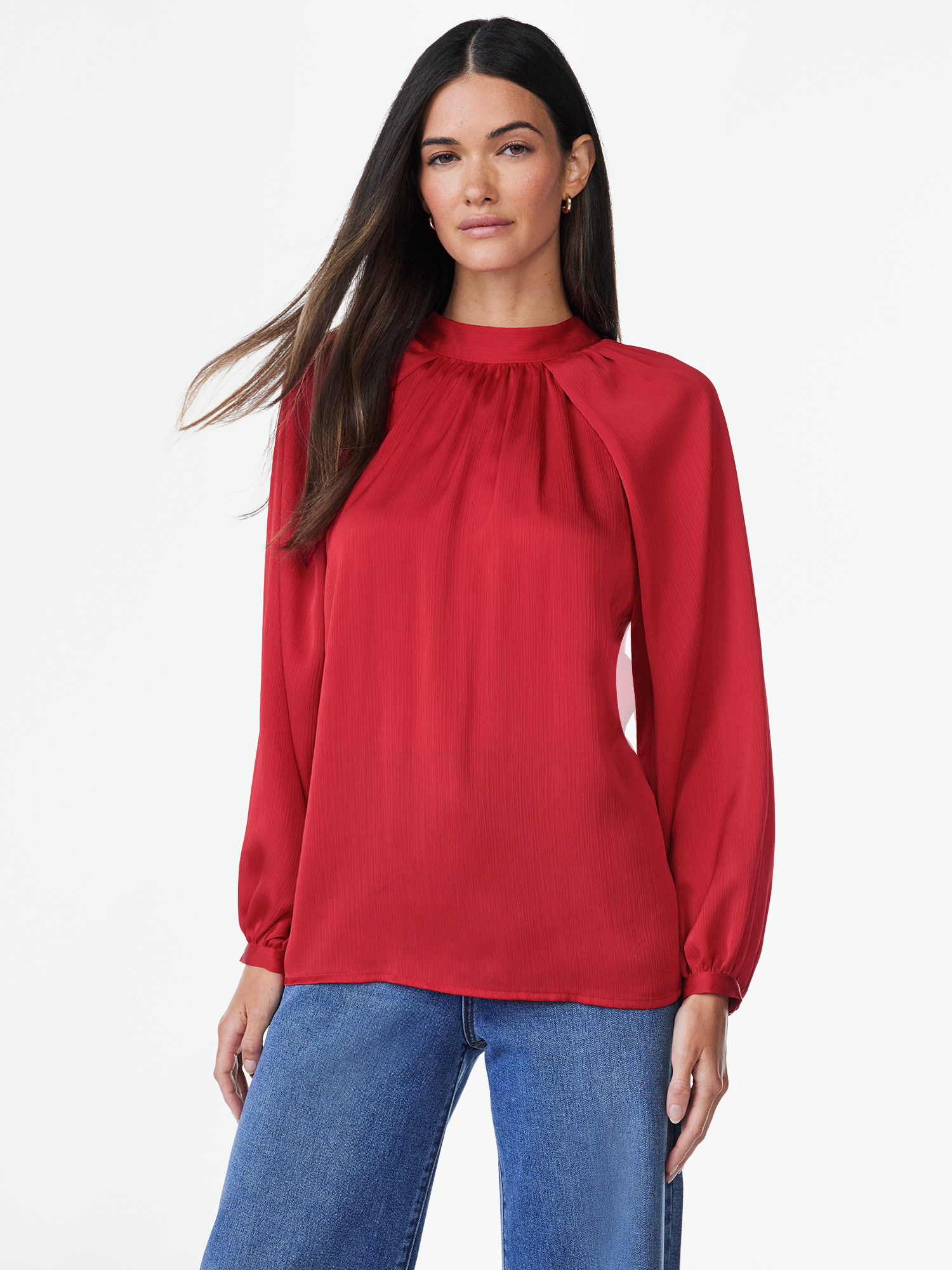 Scoop Women's Satin Tie Neck Blouse, Sizes XS-XXL | Walmart (US)