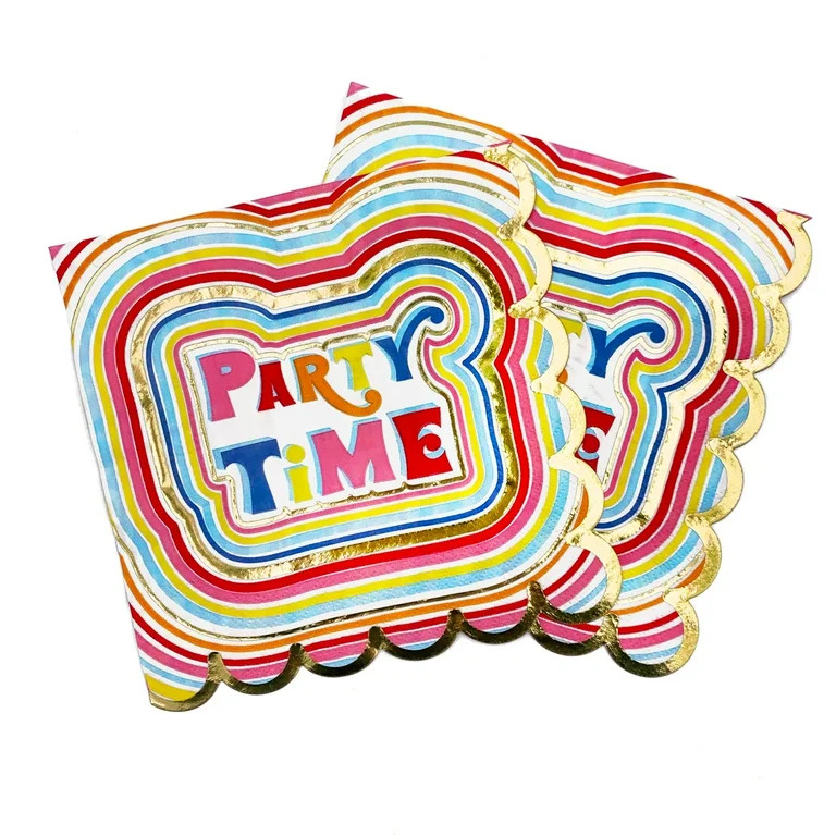 Packed Party 20 Count 'Party Time' Lunch Napkins with Gold Foil Accents | Walmart (US)