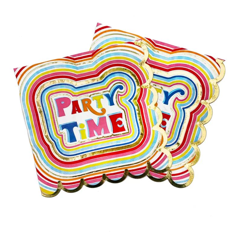 Packed Party 20 Count 'Party Time' Lunch Napkins with Gold Foil Accents | Walmart (US)