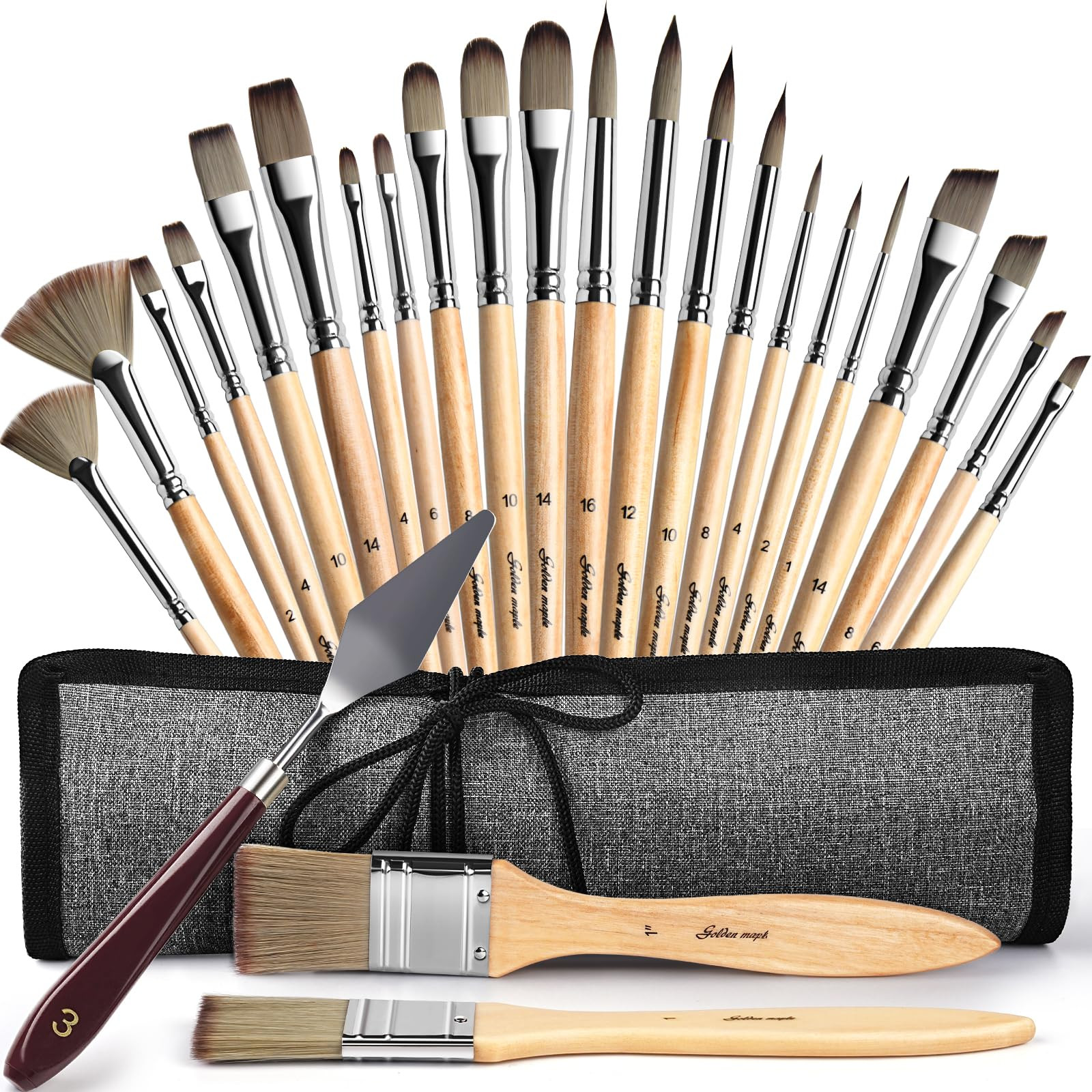 Acrylic Paint Brush Set, Golden Maple 25 PCS Paint Brushes for Acrylic Painting Oil Watercolor & ... | Amazon (US)
