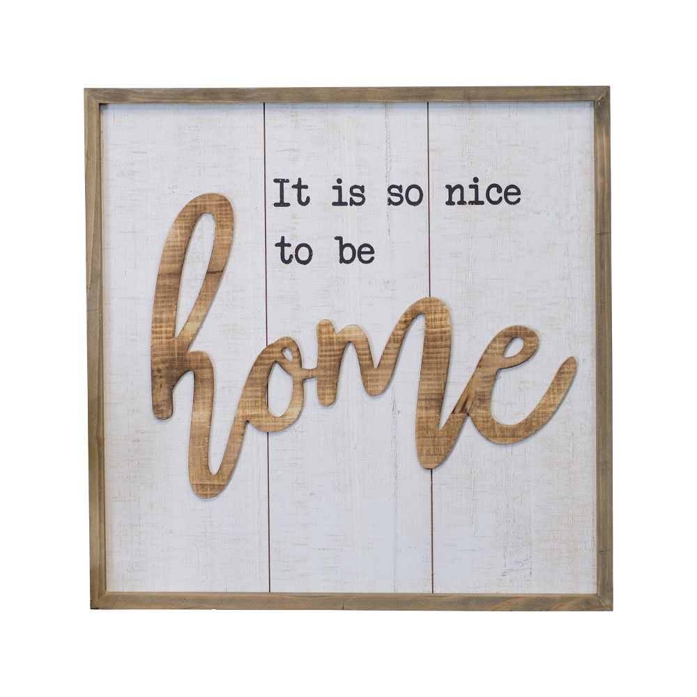 Wood ""Home"" Wall Sign Panels White 20.1"" x 20.1"" - VIP Home & Garden | Target