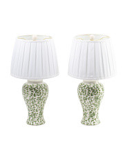 2pk 22in Pattern Ceramic Table Lamps With Pleated Shades | Marshalls