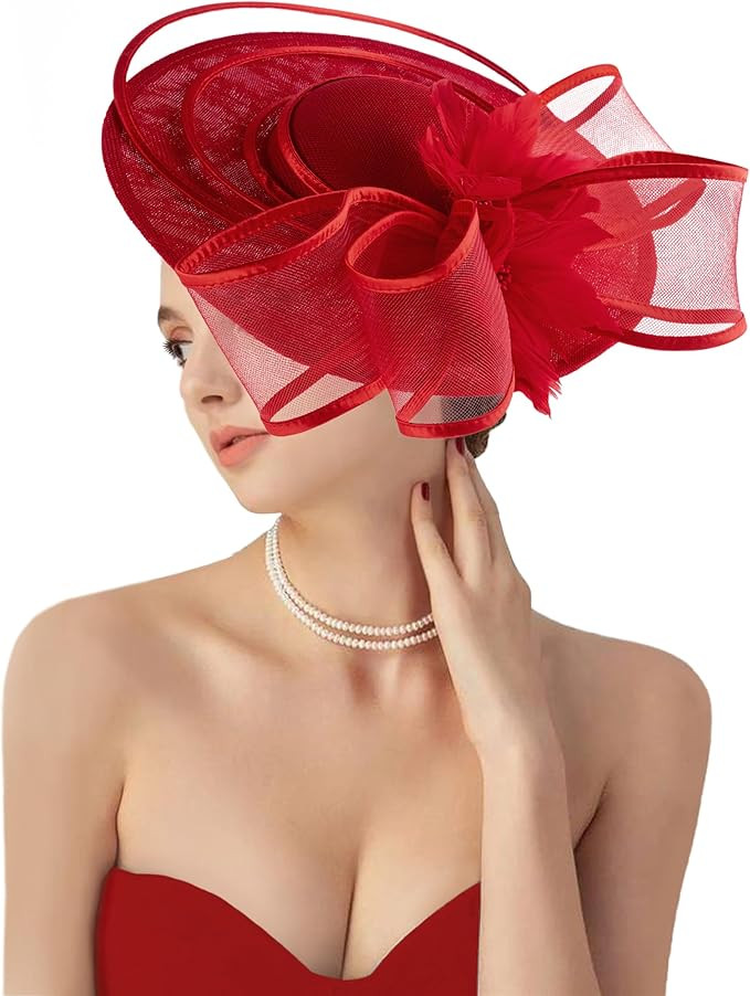 dressfan Womens Church Kentucky Derby Fascinator Hat,20s 50s Linen Feather Vintage Wedding Tea Pa... | Amazon (US)