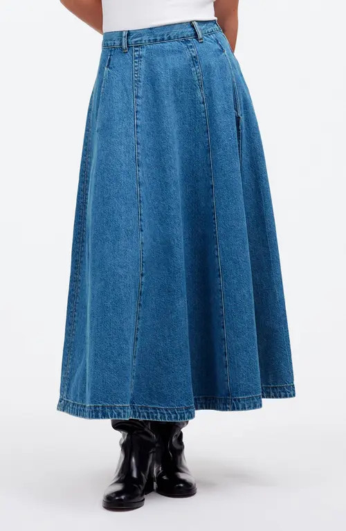 Madewell Circle Denim Midi Skirt in Java Wash at Nordstrom, Size 31 | Nordstrom
