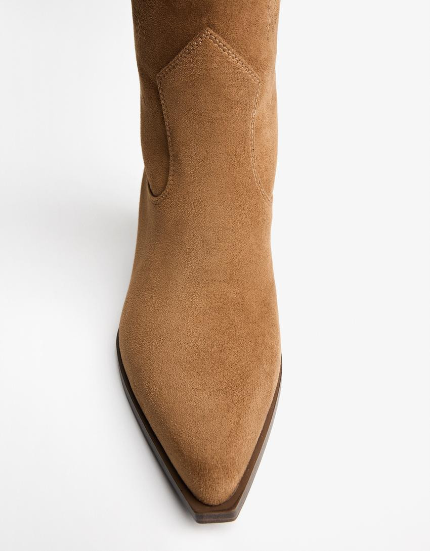 Embroidered high-heel cowboy boots - Shoes - Women | Bershka GB