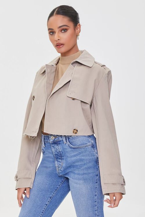 Cropped Double-Breasted Twill Jacket | Forever 21 (US)
