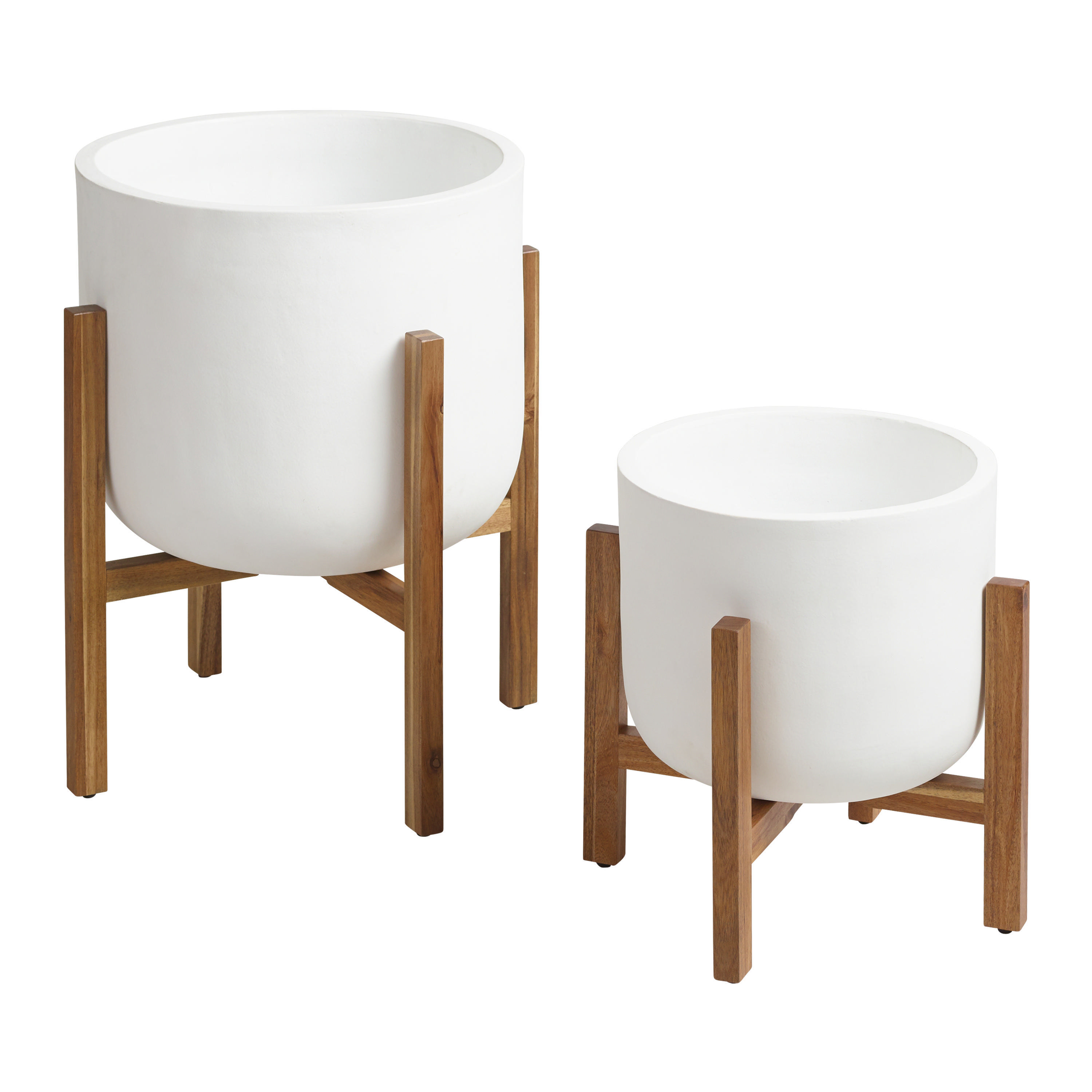 Sevilla Cement Outdoor Planter With Wood Stand | World Market