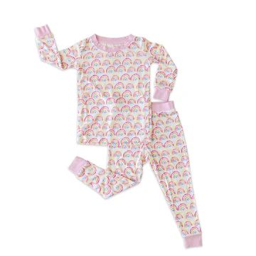 Pastel Rainbows Two-Piece Bamboo Viscose Pajama Set | Little Sleepies