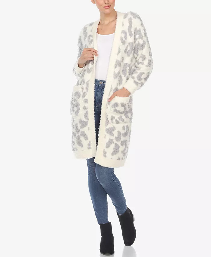Women's Leopard Print Open Front Sherpa Cardigan | Macy's