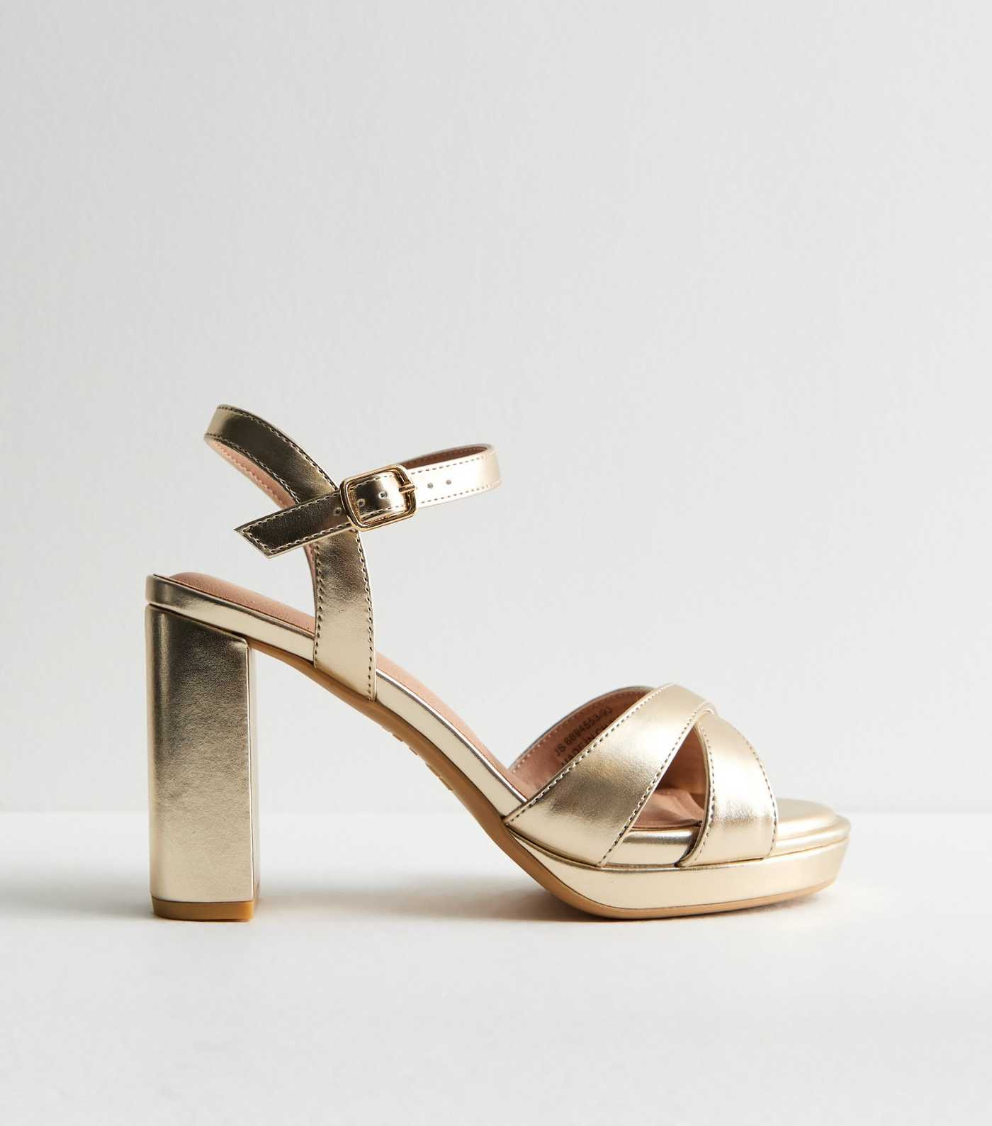 Gold Metallic 2 Part Block Heel Sandals | New Look | New Look (UK)