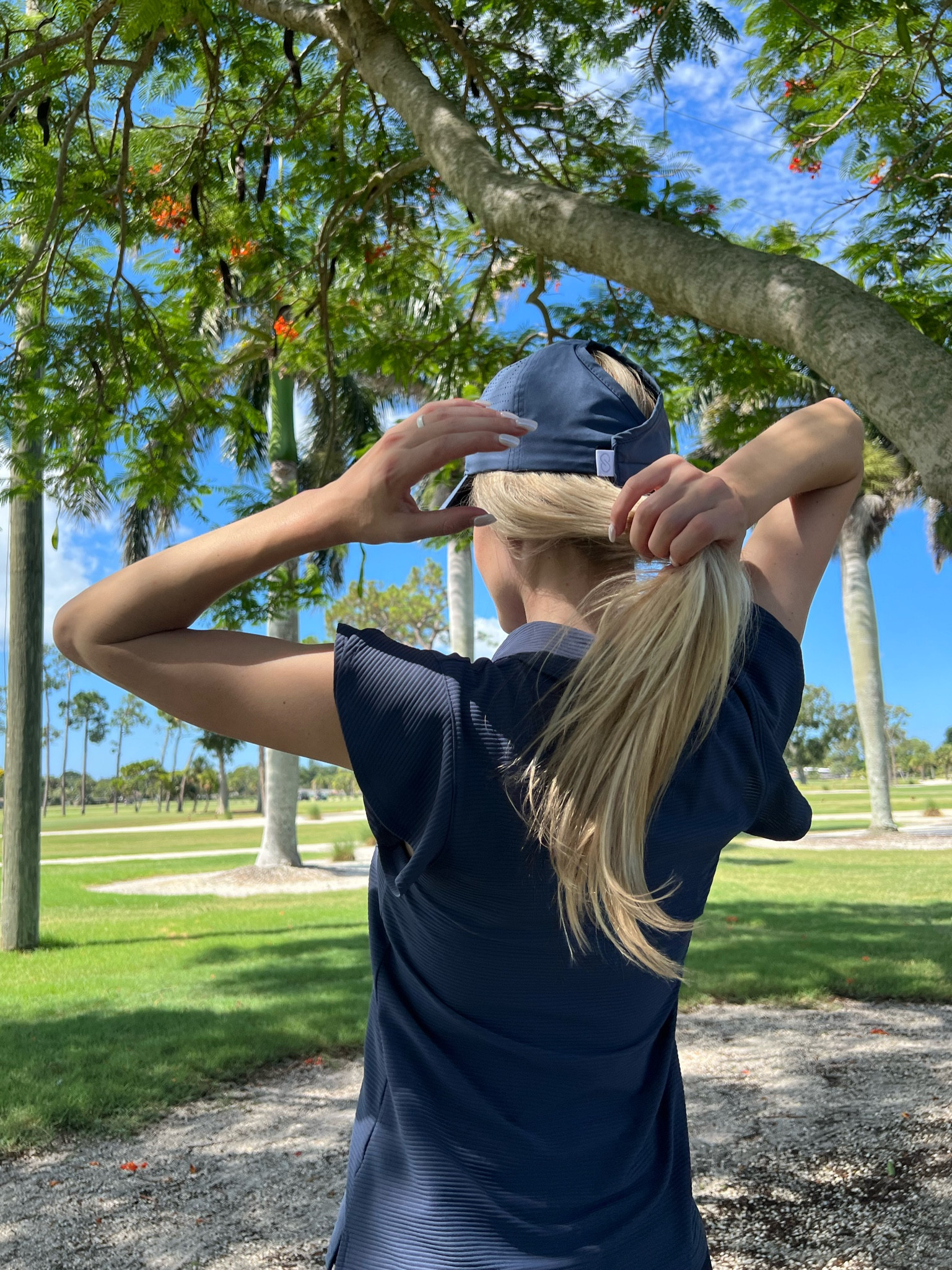 Women’s golf outfits / golf hats / high ponytail hat / county club outfits 

My shirt is the flutter style in slate :) 
- the link isn’t working 

#LTKFind #LTKfitness #LTKstyletip