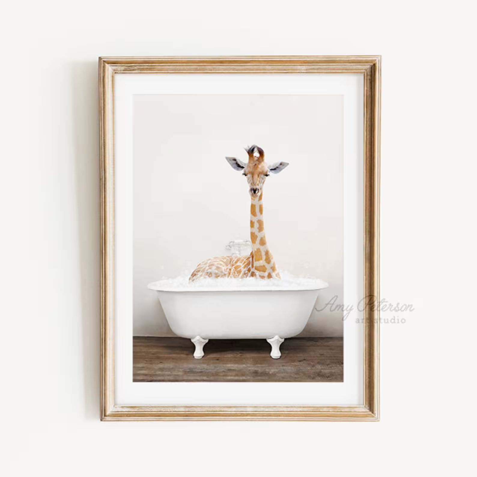 Giraffe in a Vintage Bathtub, Rustic Bath Style, Giraffe in Tub, Animal Bathroom Art, Bathroom Wa... | Etsy (US)