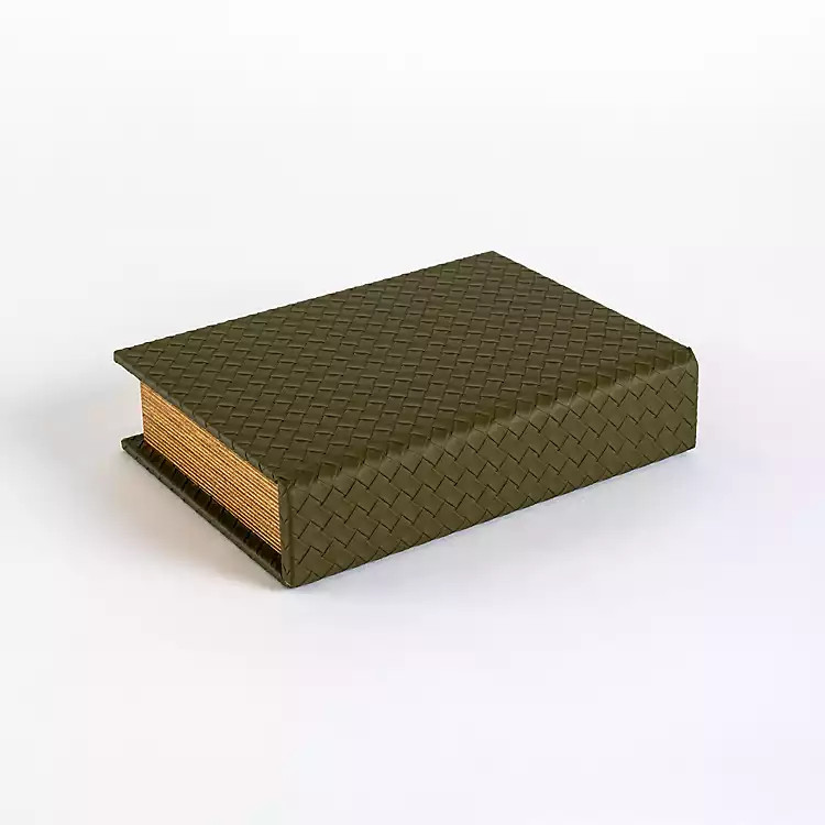 Olive Green Woven Faux Leather Book Box, 9.75 in. | Kirklands