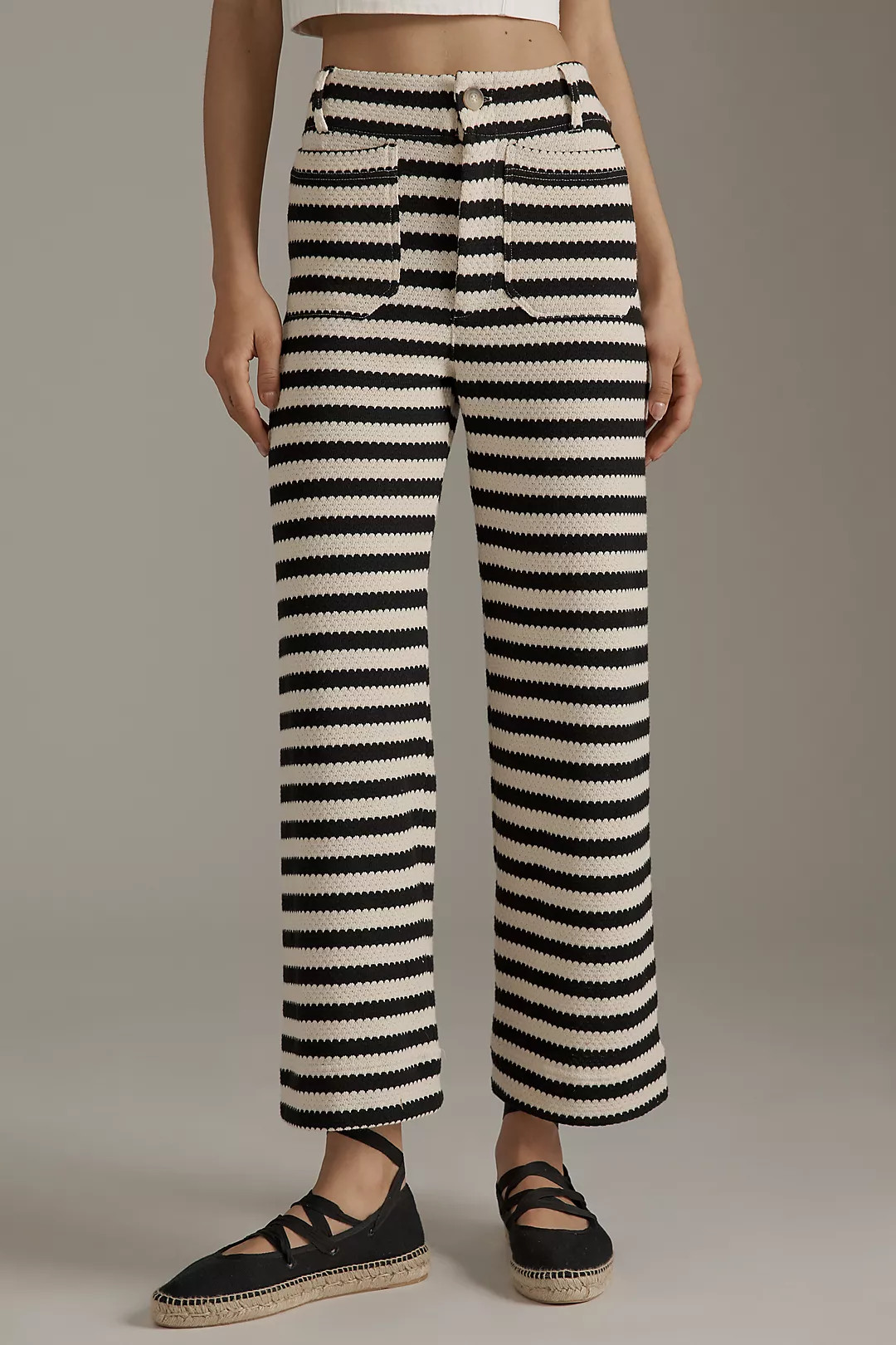 The Colette Striped Knit Crop Wide-Leg Pants by Maeve | Anthropologie (US)