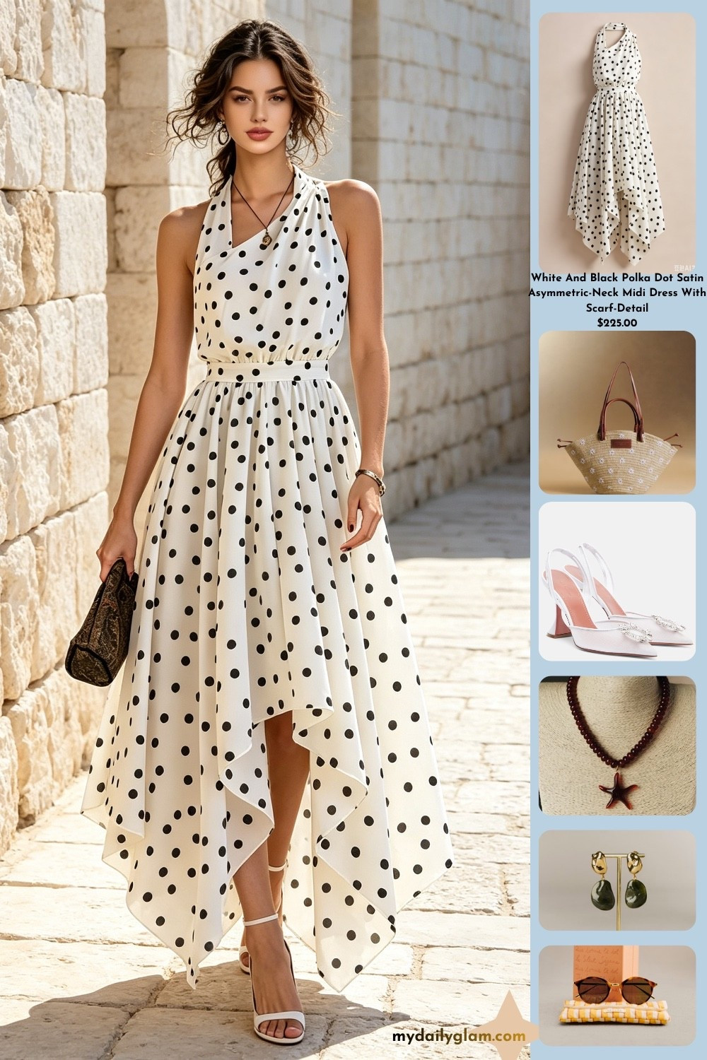 Asymmetrical halter satin white polka dot midi dress with uneven hem for upscale summer occasions
Tap the link in my bio to shop this exact look!
#SatinDress #PolkaDotStyle #ElegantVacationOutfit

#LTKootd #LTKSeasonal #LTKOver40