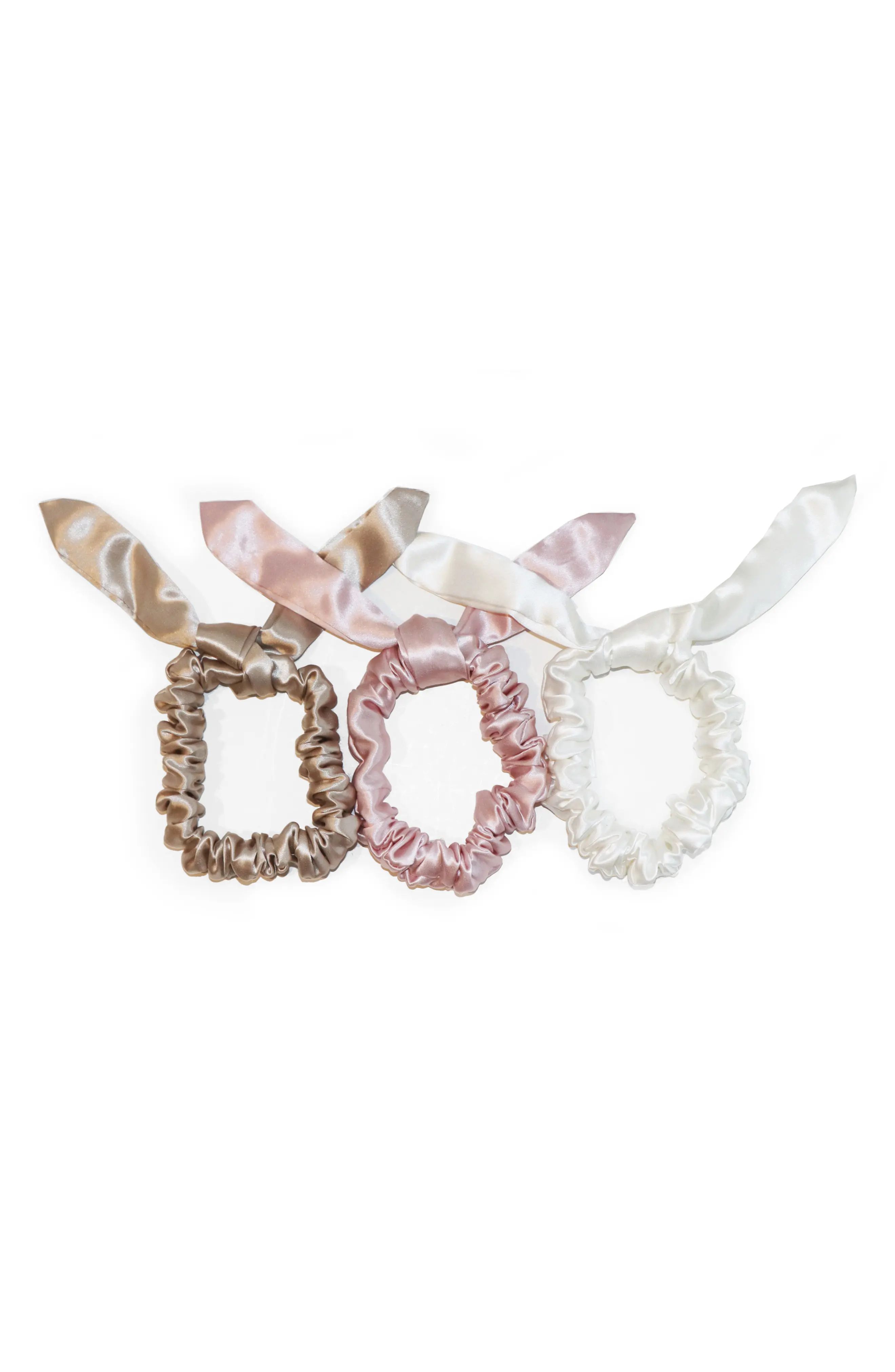 Slip Pure Silk 3-Pack Bunny Hair Ties, Size One Size - White | Nordstrom
