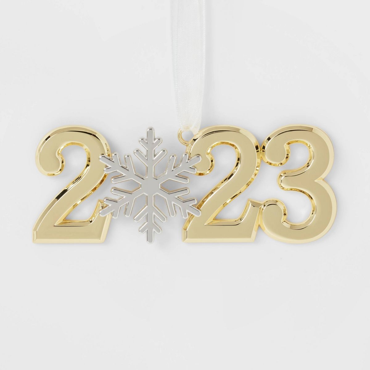 2023 with Snowflake Metal Christmas Tree Ornament Gold/Silver - Wondershop™ | Target