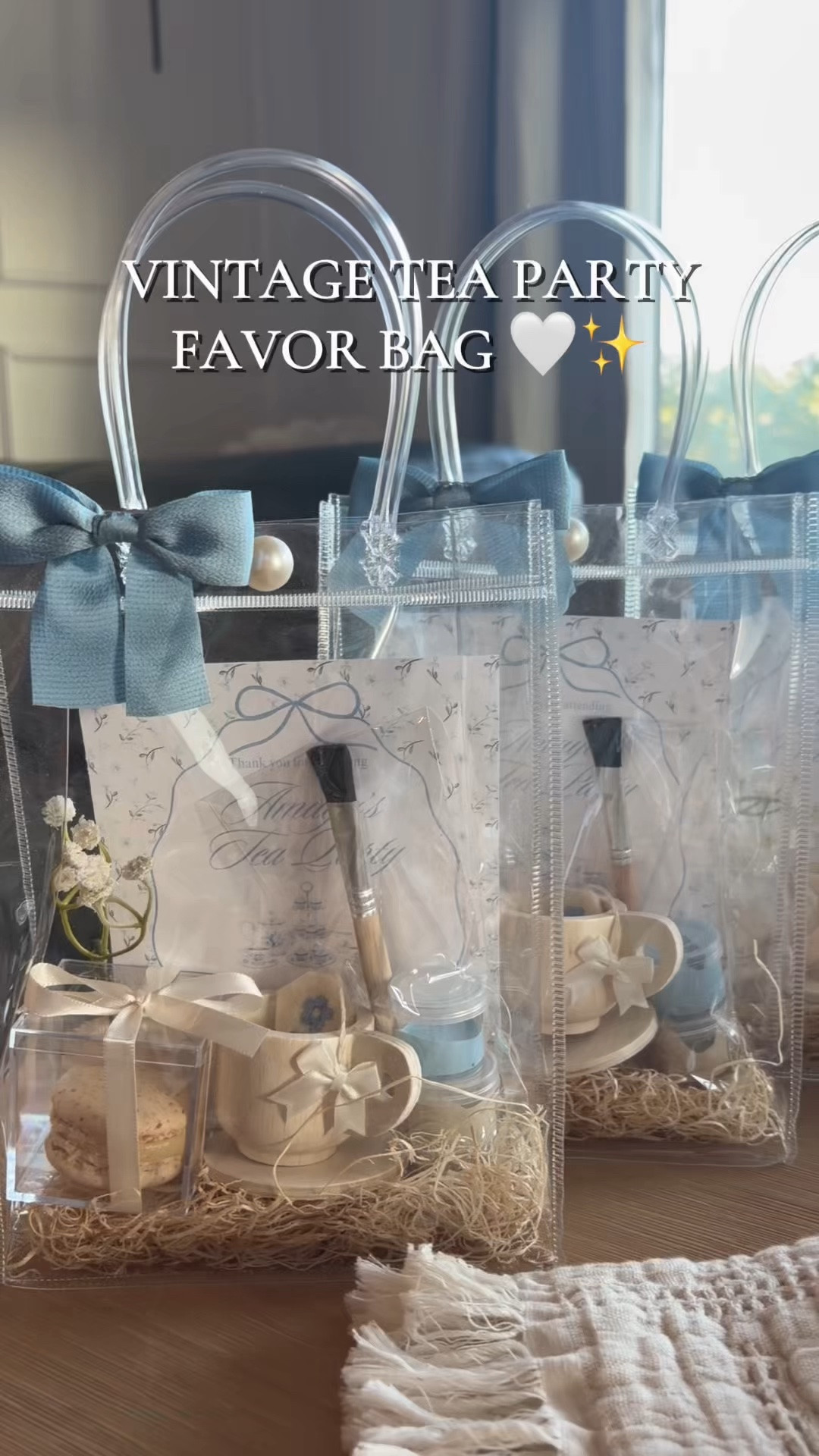 Vintage tea party favor bags for my daughter’s first birthday ☕️🩵
Filled with tiny treasures: a mini teacup & saucer, handmade felt tea bag, wooden paintbrush, acrylic paints, and the sweetest little bow details. Every piece was chosen to fit our soft blue vintage tea party theme.
Linked everything I could find here 🤍

#LTKmomlife #LTKKids #LTKdayinmylife
