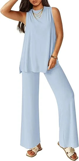 PRETTYGARDEN Women's Summer 2 Piece Set 2025 Loose Tank Top Wide Leg Pants Casual Matching Lounge... | Walmart (US)