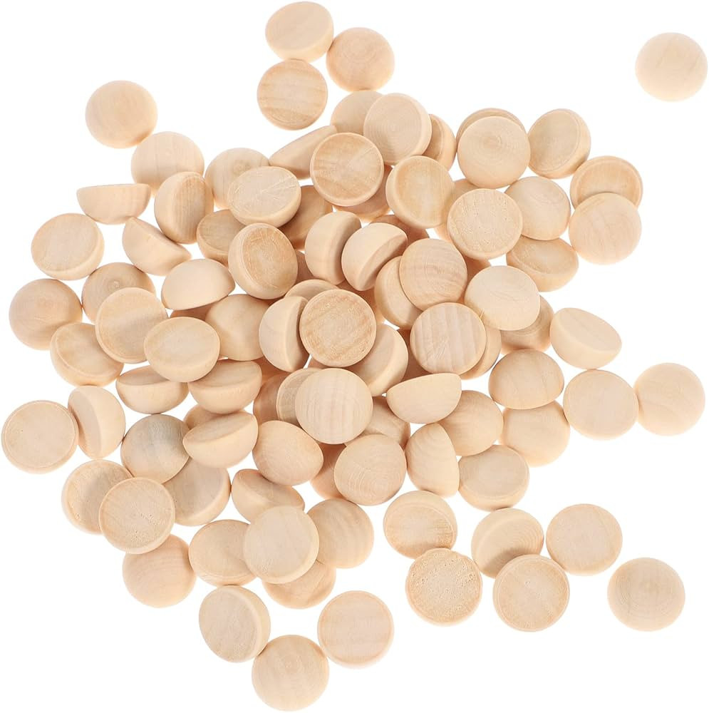 HEALLILY 100pcs Wooden Split Balls Christmas Ornament Crafts Unfinished Half Wooden Ball Mini Hem... | Amazon (UK)