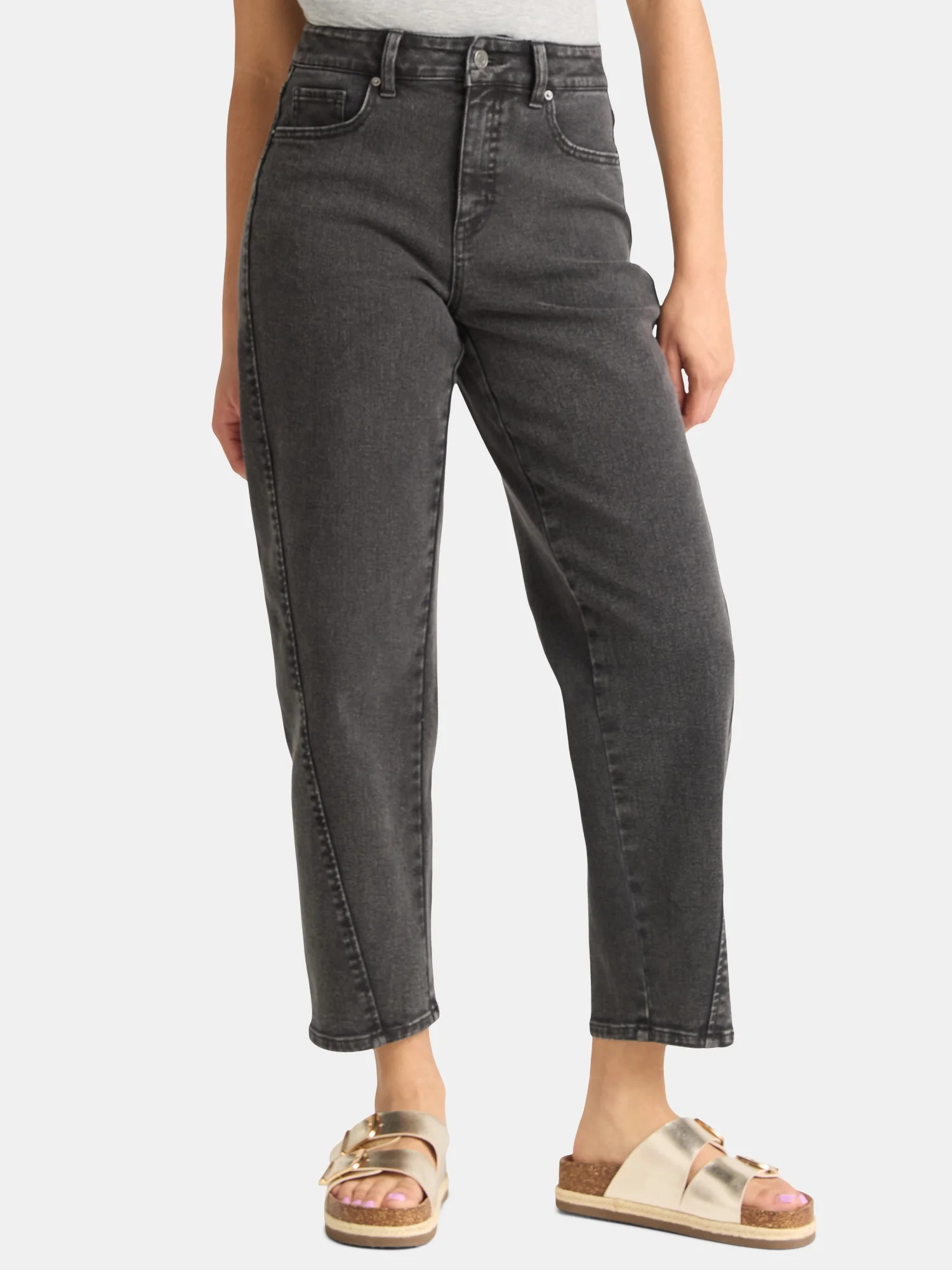 Time and Tru Women's High Rise Barrel Jeans, 26.5" Inseam, Sizes 0-20 - Walmart.com | Walmart (US)