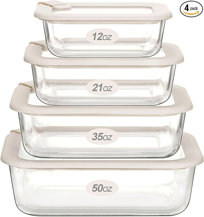 Urban Green Glass Food Storage Containers with Glass Lids, Microwave Safe Food Container Set, Ait... | Amazon (US)