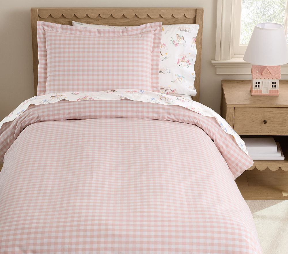 Check Organic Cotton Duvet Cover & Shams | Pottery Barn Kids