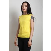 Eyelet Knit Sweater Sleeveless Yellow Diamond Vintage 60S One Size S M L Small Medium Large | Etsy (US)