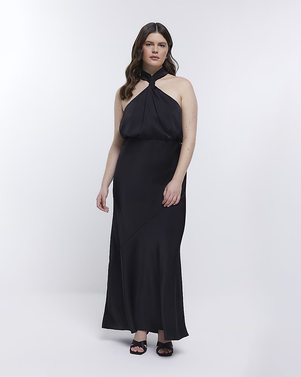 Black Bridesmaid Halter Maxi Dress | River Island (UK & IE)