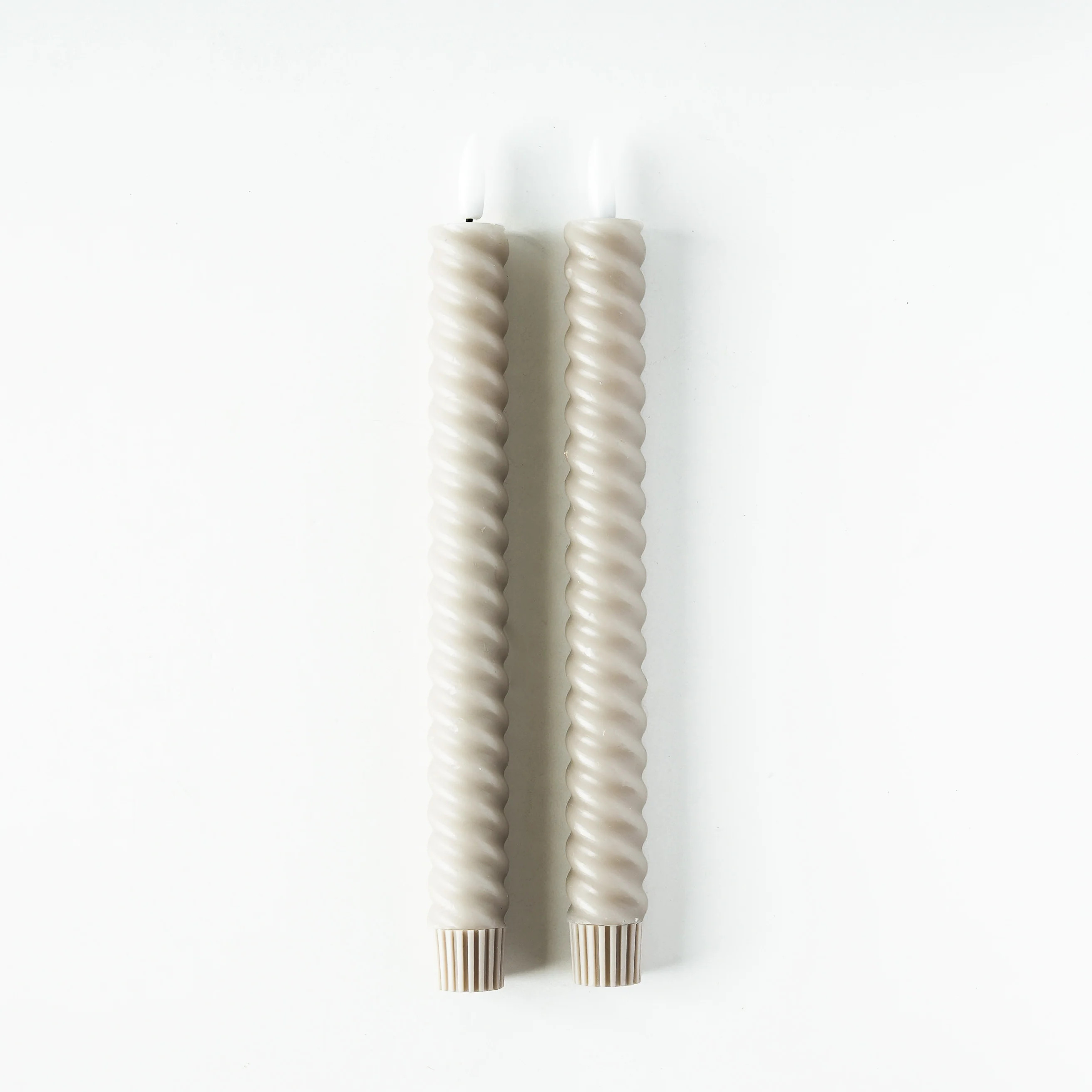 Spiral LED Taper Candle Set | Taupe | MJHome