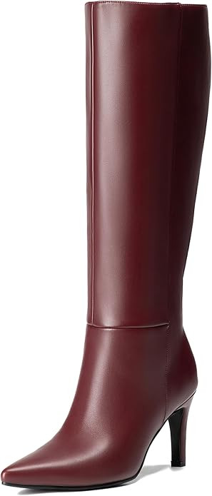 Knee High Boots Women Pointed Toe Stiletto Tall Zipper Dress Boots | Amazon (US)