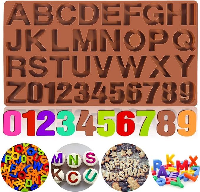 Large Letter Silicone Molds for Chocolate, Mity rain Backward Alphabet Number Molds Candy Chocola... | Amazon (US)