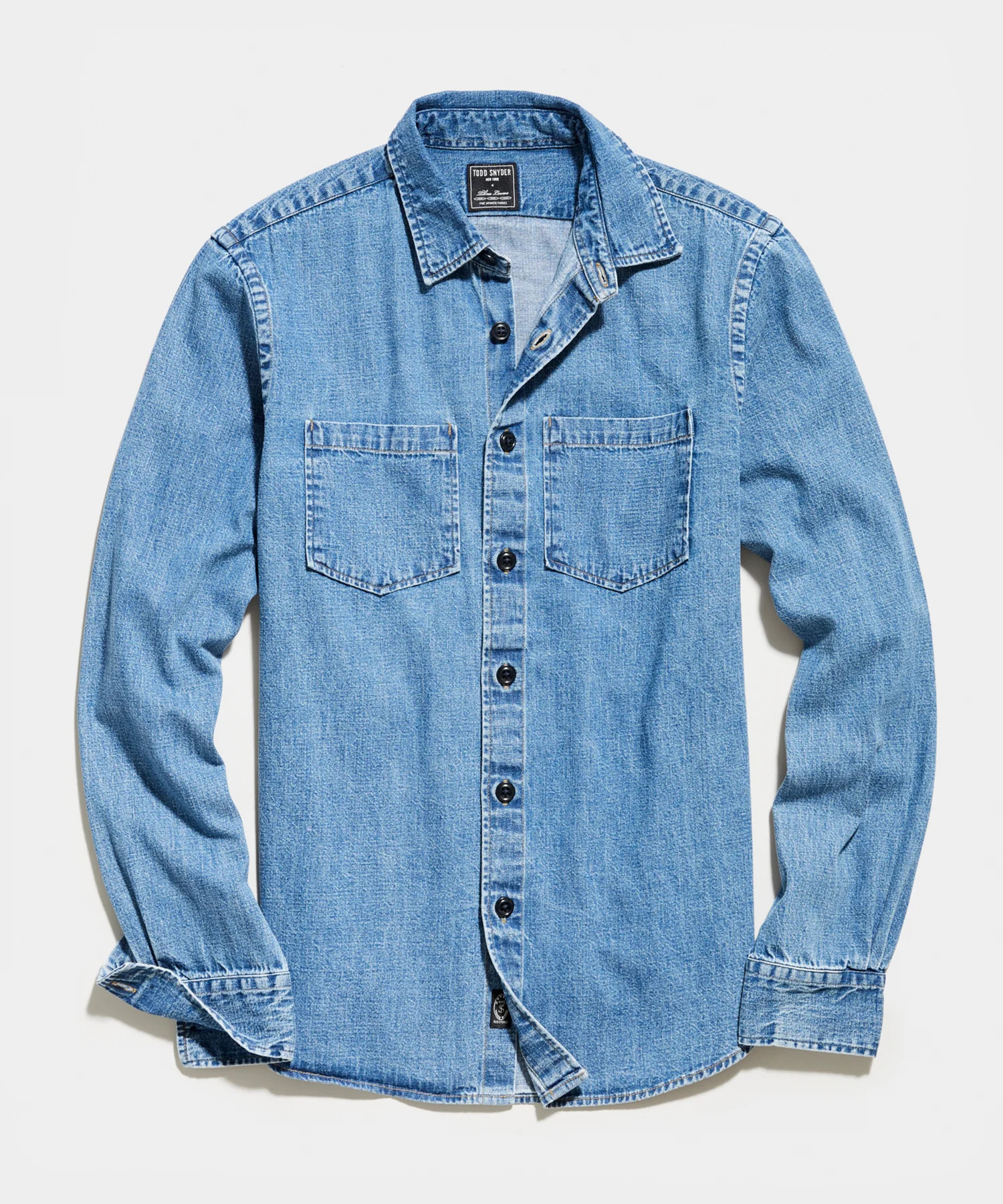 Japanese Denim Overshirt in Stone Wash | Todd Snyder