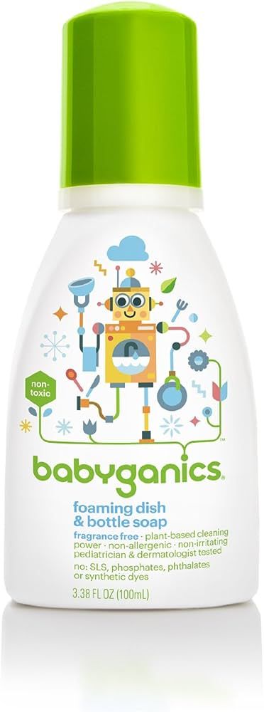 BabyGanics Foaming Dish and Bottle Soap, Fragrance Free, 3.38 Ounce | Amazon (US)