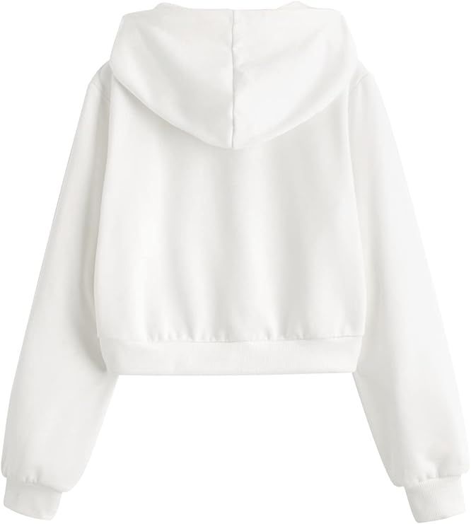 MakeMeChic Women's Cropped Zip Up Hoodie Sweatshirt Cropped Jacket | Amazon (US)
