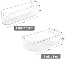 Refrigerator Organizer Bins, Vtopmart 4 Large and 4 Narrow Clear Plastic Fridge Organizers for Fr... | Amazon (US)