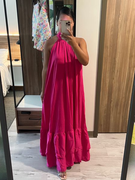 Pink maxi dress. Maxi dress. Hot pink dress. Ruffle pink dress  

#LTKsalealert #LTKunder100 #LTKwedding