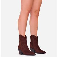Throw Pointed Toe Western Cowboy Ankle Boot In Brown Faux Suede, Women's Size UK 4 | EGO (UK)
